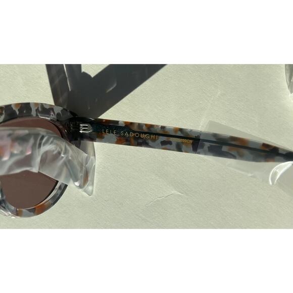 RARE Lele Sadoughi Timeless Acetate 14k gold Plated Pink Crystals UV Sunglasses - Picture 11 of 13